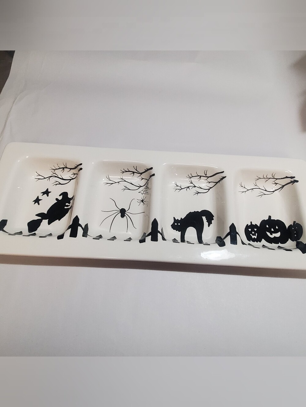 Halloween Candy Dish Snack Dish. Party Serving Dish. Witches. Spiders. Cat.